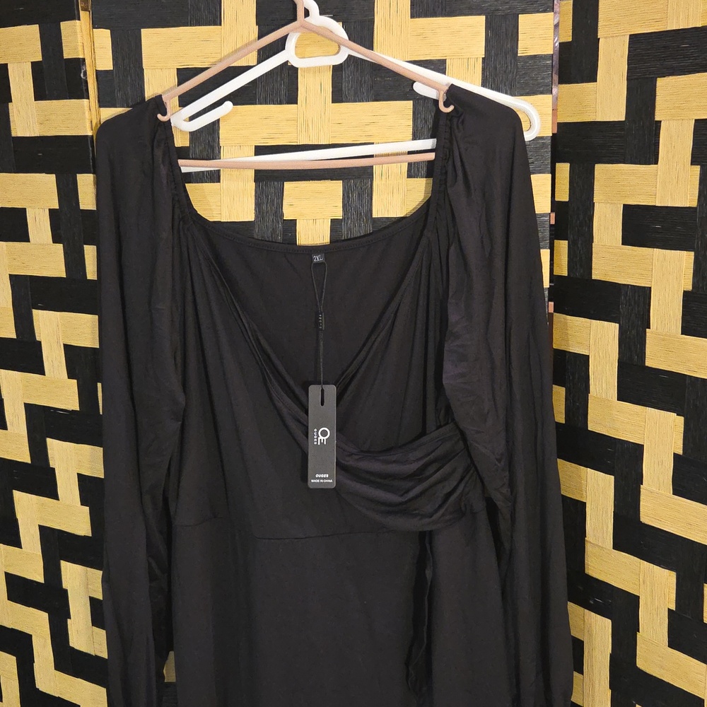 Ouges Women's Maxi Nursing Maternity Black Dress 2XL